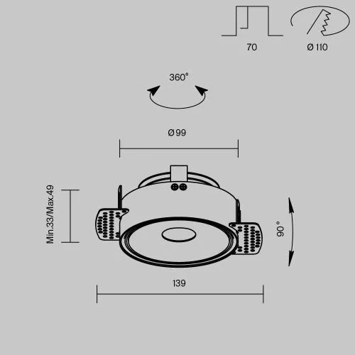 Встраиваемый светильник Technical DL060-9W3-4-6K-TRS-B  фото 4